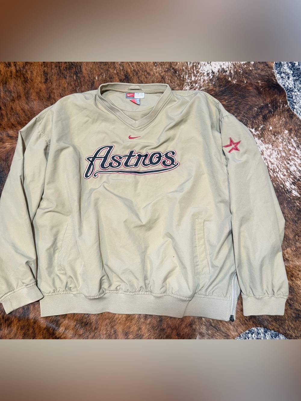 Vintage Y2K Nike Houston Astros Batting Practice Pullover Windshirt Sand XXL